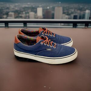 Vans Woman's 9.5/Men's 8 Era 59 C&L Dress Blues/Paisley Skate Canvas & Leather